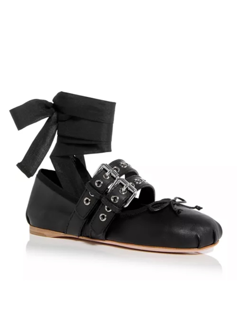 NWT Miu Miu Women’s Buckled Ankle Tie Ballet Flats sz35.5 - Picture 5 of 9
